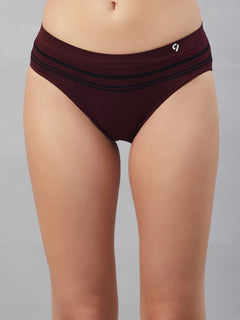 Seamless Striped Solid Mid Brief Combo For Ladies