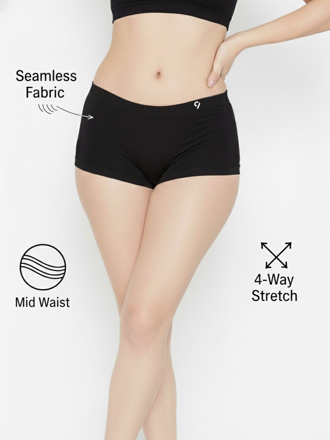 C9 Airwear Women Pack of 2 Seamless Boy Shorts Breathable 4-Way Stretch & Soft Waistband