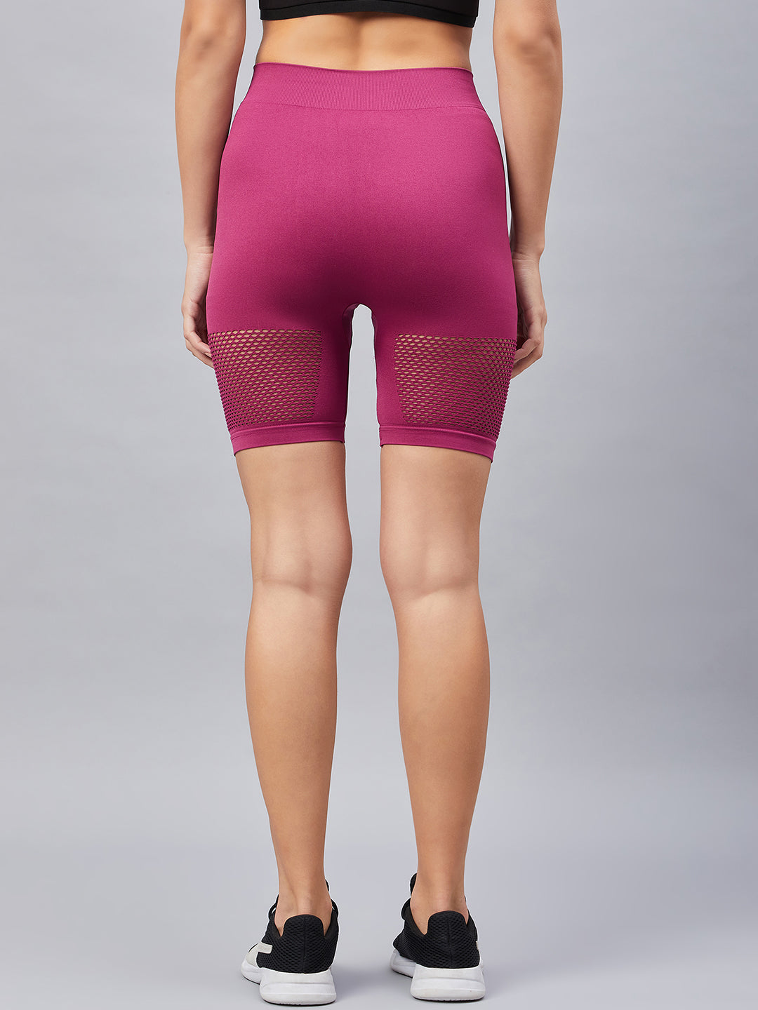 Seamless Women Light Grey Short with Mesh Structure