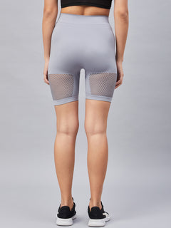 Seamless Women Light Grey Short with Mesh Structure
