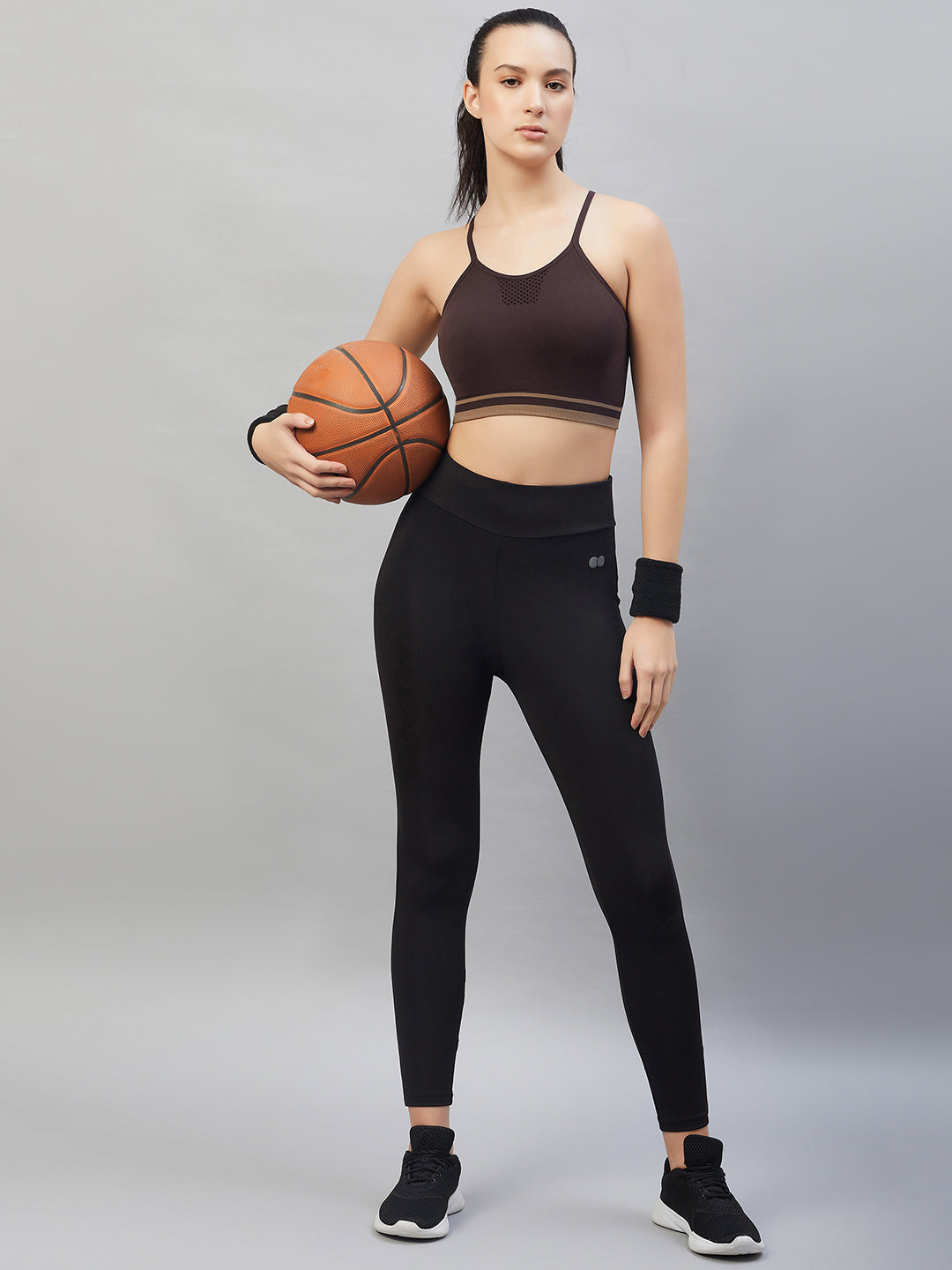 Seamless Women`s  Sports Bra with Thin Straps and Mesh - Tea Rose