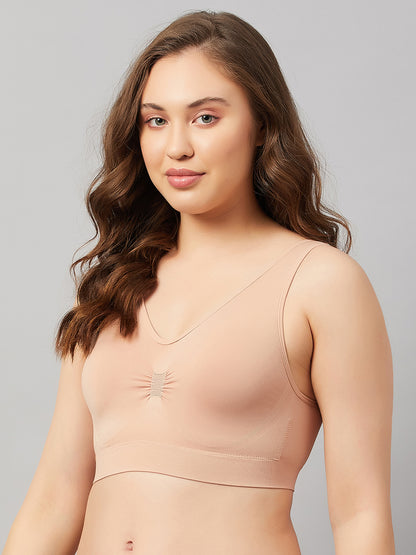 Seamless Women`s Full Coverage Basic Bra with Removable Pads