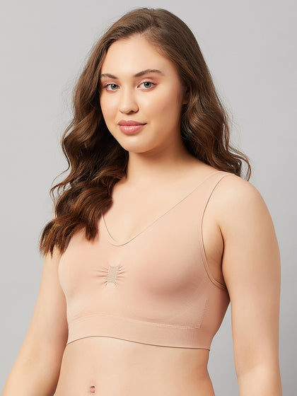 Seamless Women`s Full Coverage Basic Bra with Removable Pads