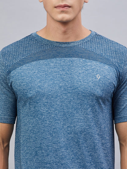 Men's Seamless  Melange Moisture-Wicking Sports T-Shirt