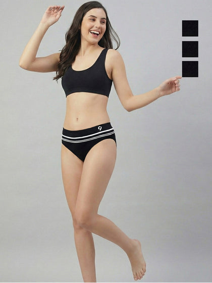 Women Striped Seamless Briefs Ultra Soft & Breathable (Pack Of 3)