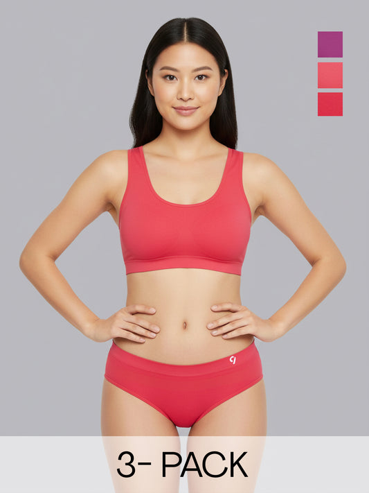 Women Seamless Mid-Rise Lightweight & Breathable Briefs (Pack Of 3)