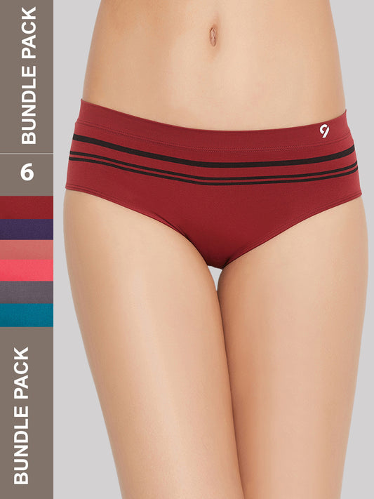 Multi-Colour Mid Waist Best Briefs For Women Pack Of 6