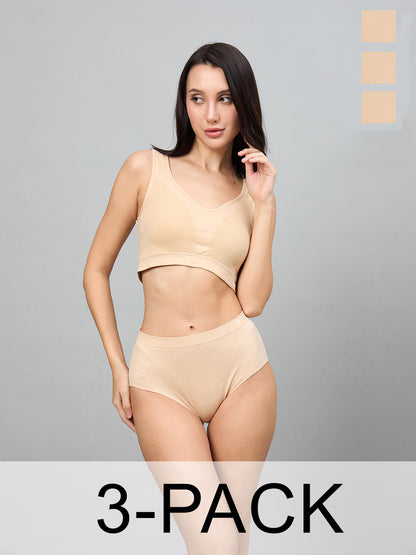 Seamless Women’s High-Rise Soft & Lightweight Hipster Briefs (Pack of 3)