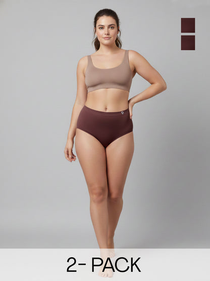 C9 Airwear Women’s Seamless Pack of 2 BITTER CHOCOLATE Hipster Ultra-Soft, Sweat-Absorbent