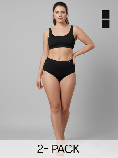 C9 Airwear Seamless Women Hipster Briefs  Black (Pack of 2)  No-Marks Waistband & 4-Way Stretch Comfort