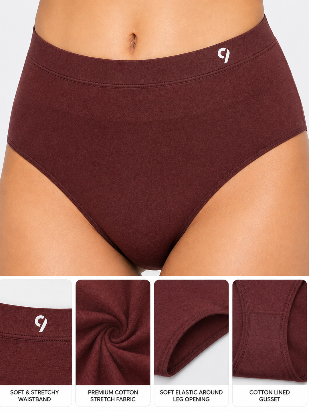 Women Pack of 3 Seamless High-Rise Sweat Absorbing Hipsters Briefs