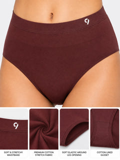 Women Pack of 3 Seamless High-Rise Sweat Absorbing Hipsters Briefs