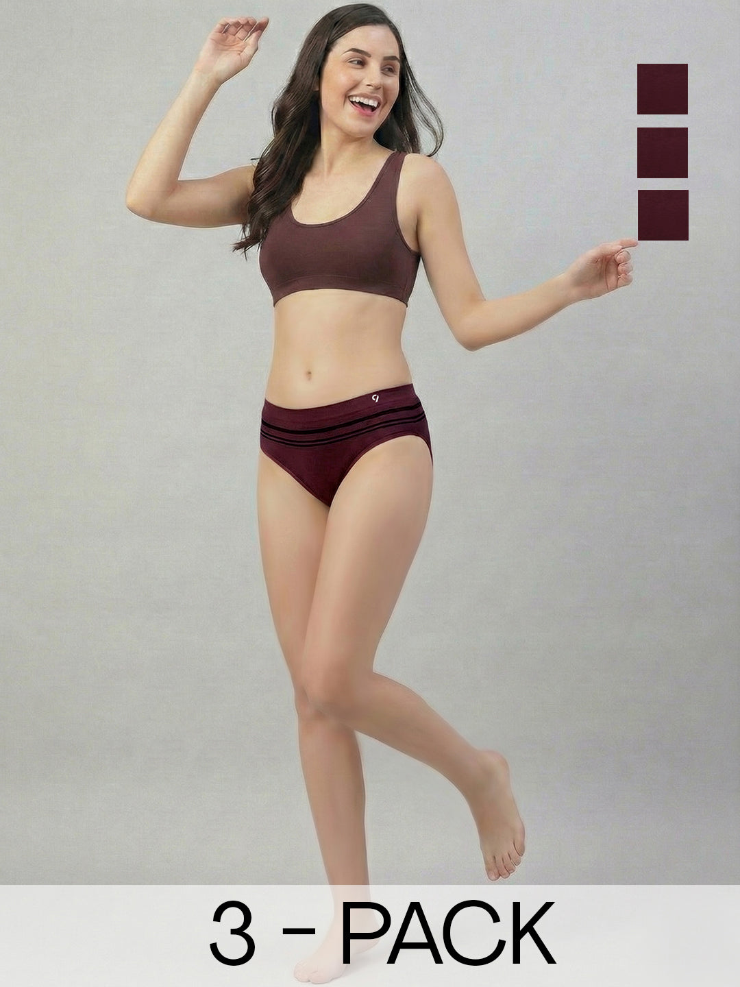 C9 Airwear Women Striped Seamless Bikini Briefs -Ultra Soft 4-Way Stretch