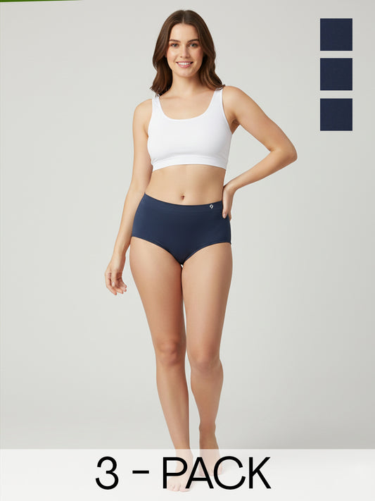 C9 Airwear Seamless Women's Hipster Pack of 3 Breathable Panties 4-Way Stretch & Quick-Dry