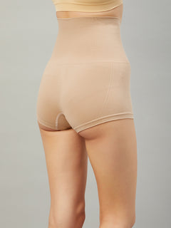 High Coverage Super Cotton High Waist Boy Leg Shapewear - Nude
