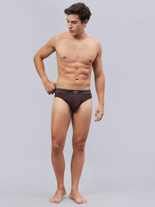 C9 AIRWEAR Skin friendly Men's Seamless Basic Briefs - Black Coffee