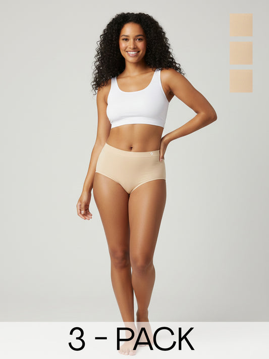 C9 Airwear Seamless Women's Hipster Pack of 3 Breathable Panties 4-Way Stretch & Quick-Dry