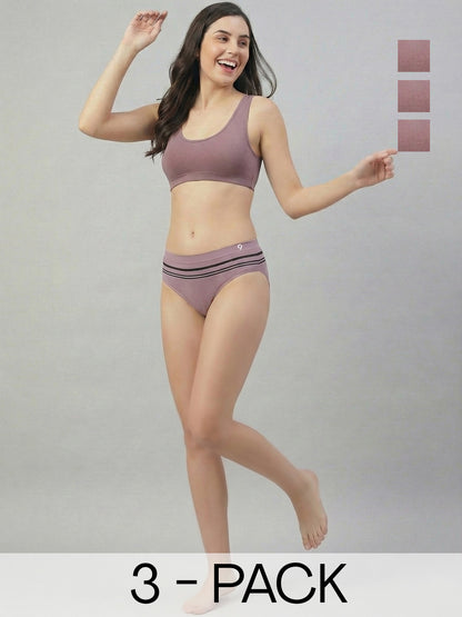 C9 Airwear Women’s Elderberry Striped Seamless Briefs -Mid Rise, Soft Touch, All-Day Comfort