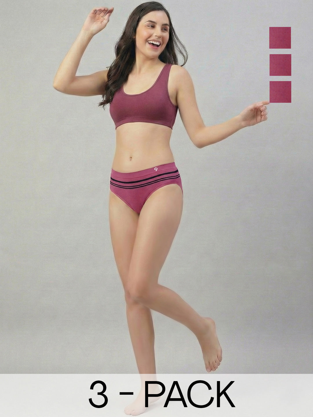 C9 Airwear Seamless Caramine Briefs for Women Striped Soft TouchMid-Rise Lightweight Comfort