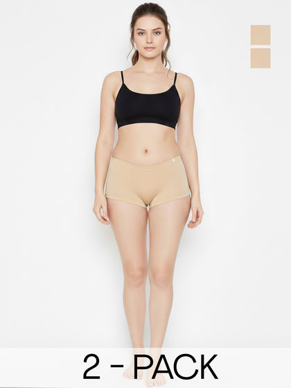Women Seamless Boy Leg Breathable & Soft Waistband(Pack Of 2)