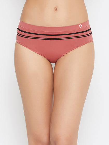 Seamless Striped Women's Mid Rise Solid Multicolor Combo