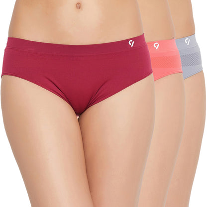 C9 AIRWEAR Women's Mid Rise Seamless Panty Combo (3 Packs)
