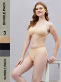 Seamless Solid Mid Wast Basic Panty for Women