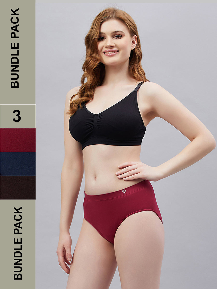 Seamless Solid  Mid Waist Basic Panty for Women