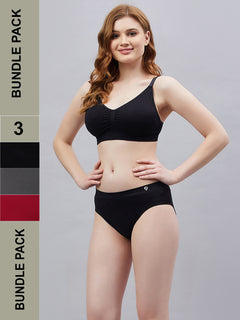Seamless Solid Mid waist Women's Brief Combo