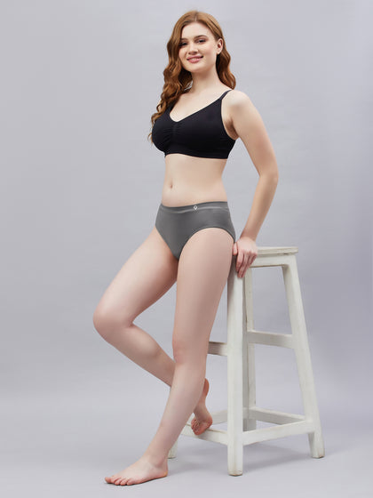Seamless Solid Mid waist Women's Brief Combo