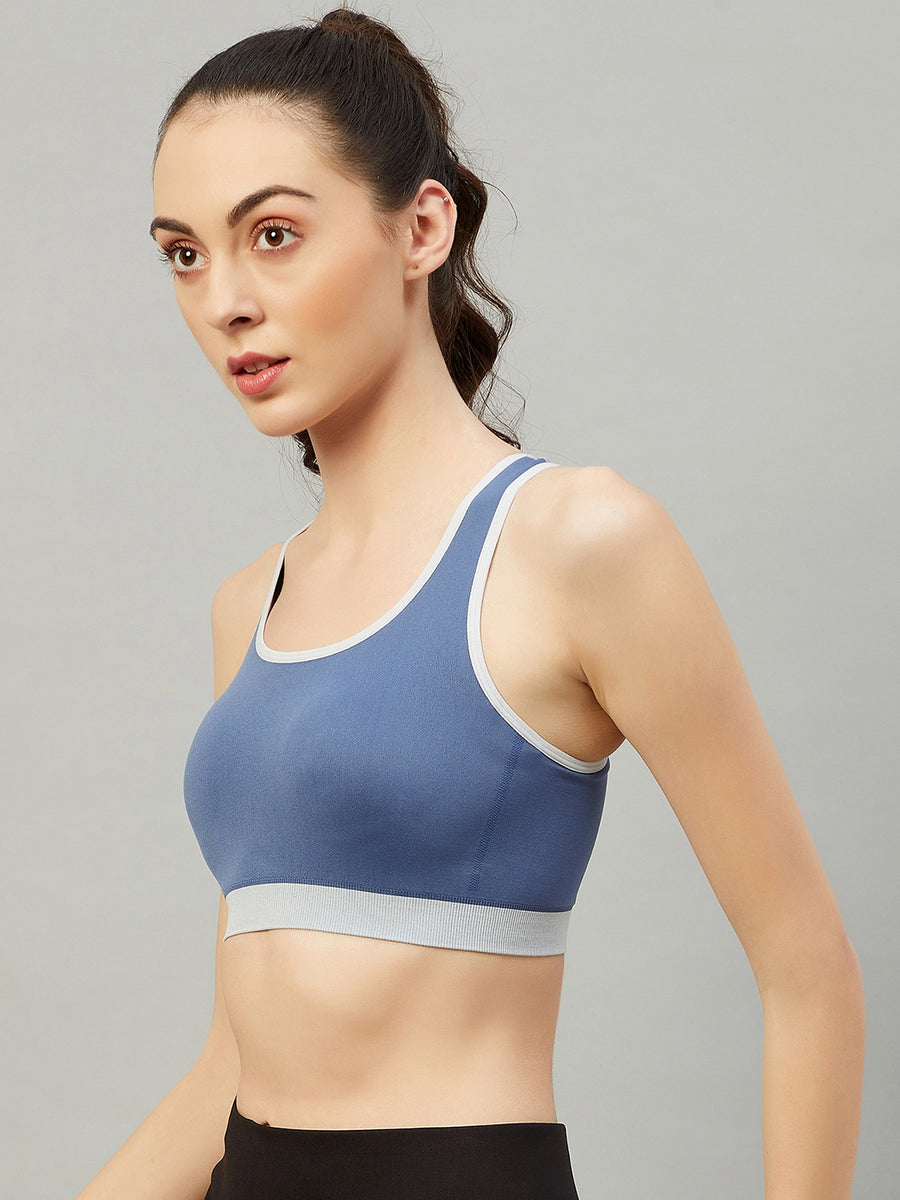 Seamless Sports Bra For Girls - Blue