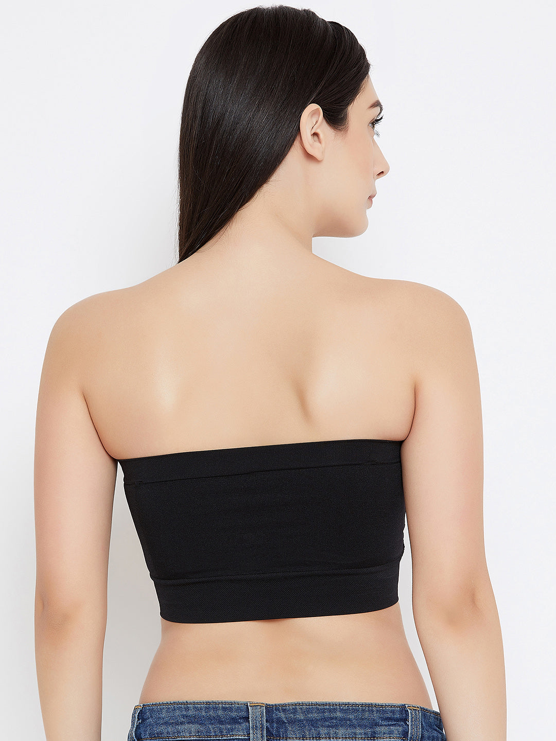 Seamless Solid Non-Wired Lightly With Detachable Straps Padded Tube Bra