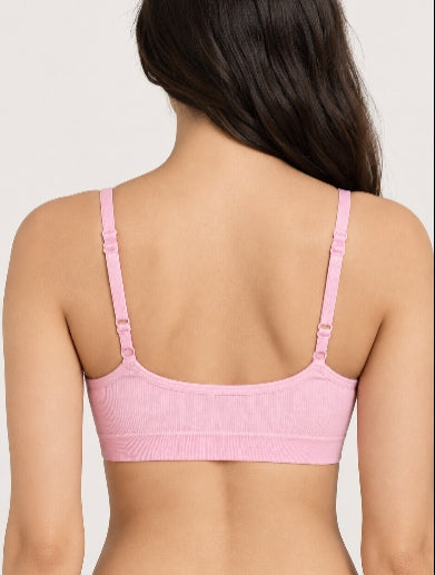 Seamless Solid Wire Free Ribbed Structure Basic Bra for Women
