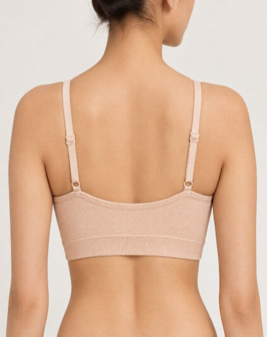 Seamless Solid Branded Ribbed structure Basic Bra