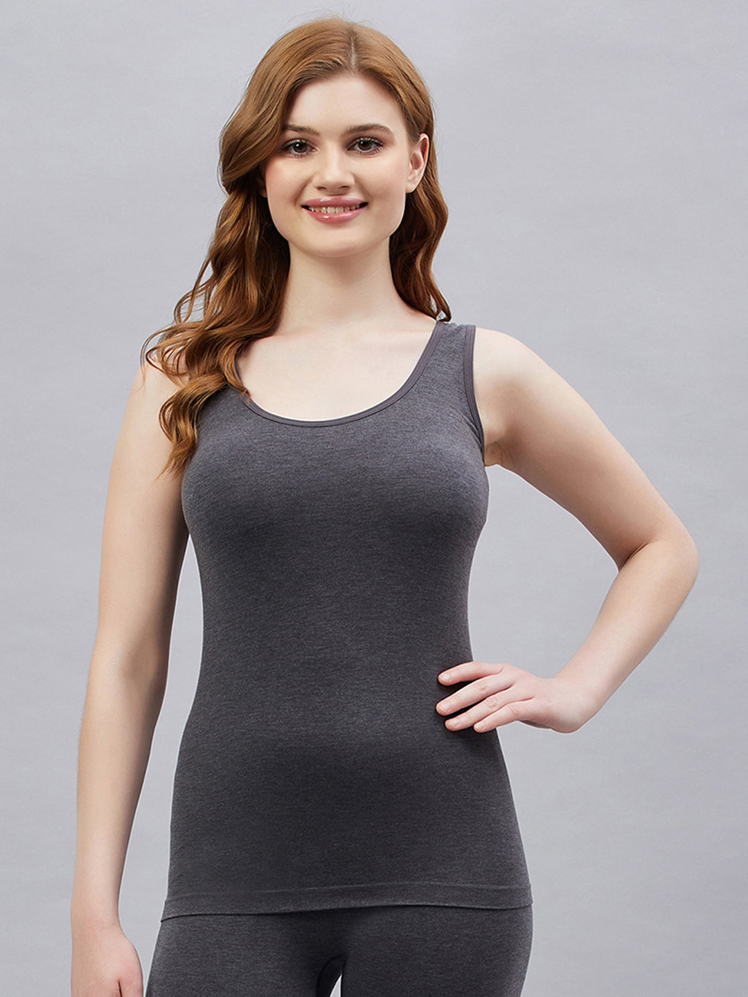 Seamless Heatmax Teen Sleeveless Inner - Charcoal