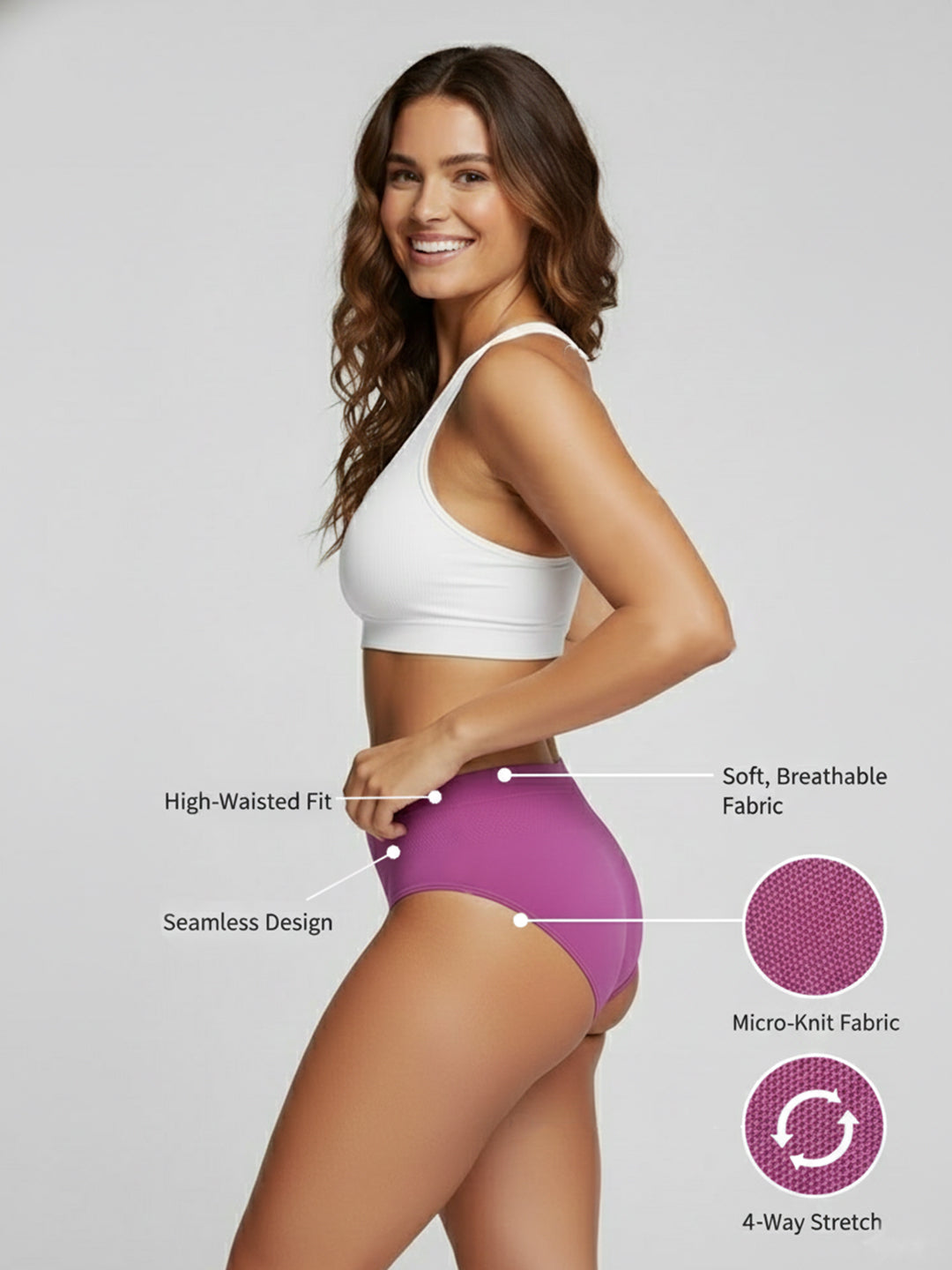 Women Seamless Mid-Rise Lightweight & Breathable Briefs (Pack Of 3)