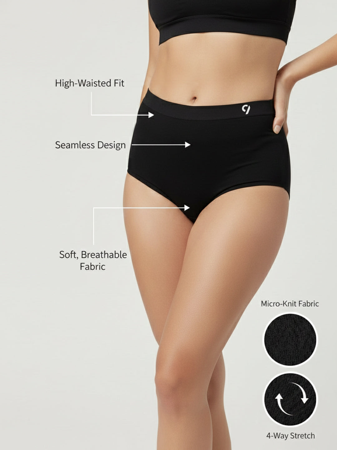 C9 Airwear Seamless Women Hipster Pack of 3 Waistband & 4-Way Stretch Comfort