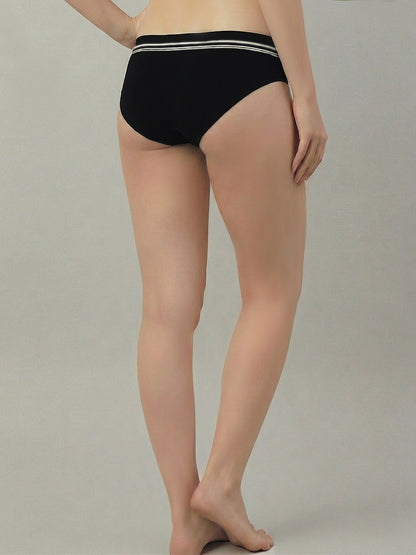 C9 Airwear Women Mid-Rise Seamless Black Briefs -Striped, Light Feel & Superior Comfort
