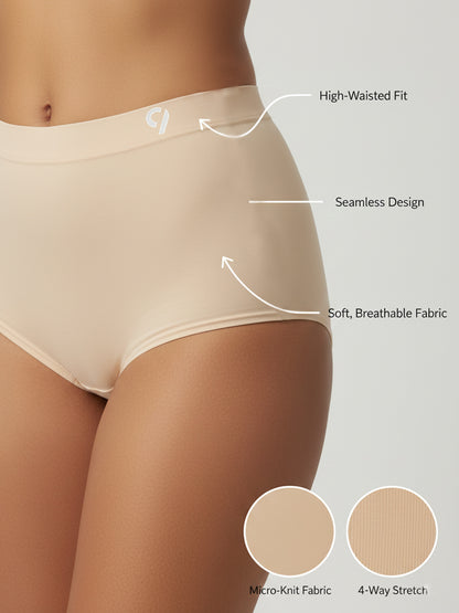 C9 Airwear Seamless Women's Hipster Pack of 3 Breathable Panties 4-Way Stretch & Quick-Dry
