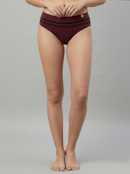 C9 Airwear Women Striped Seamless Bikini Briefs -Ultra Soft 4-Way Stretch