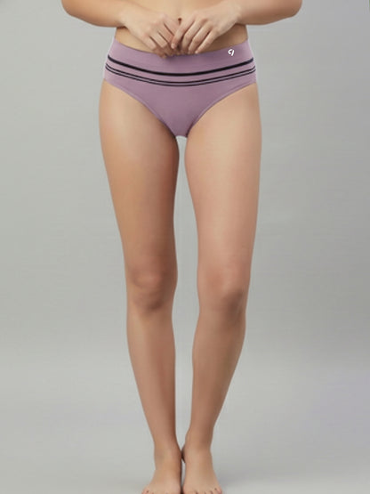 C9 Airwear Women’s Elderberry Striped Seamless Briefs -Mid Rise, Soft Touch, All-Day Comfort